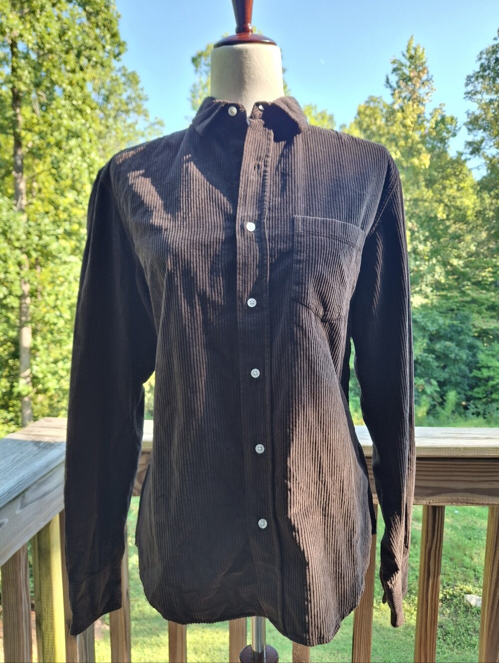 Frank & Eileen Luke Corduroy Espresso Brown Relaxed Button Up Shirt XXS